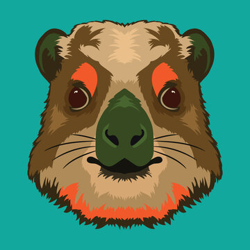 Hyrax face vector illustration in decorative style, perfect for tshirt style and mascot logo