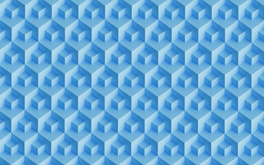 Abstract design with reteating pattern of overlaying white cubes. 3d illustration (rendering). Isometric view