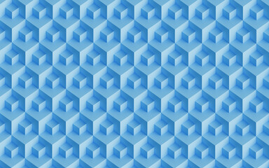 Abstract design with reteating pattern of overlaying white cubes. 3d illustration (rendering). Isometric view
