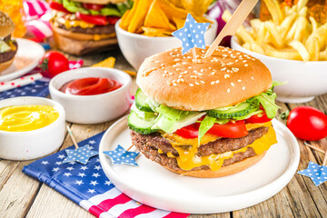 Traditional American Picnic with burgers