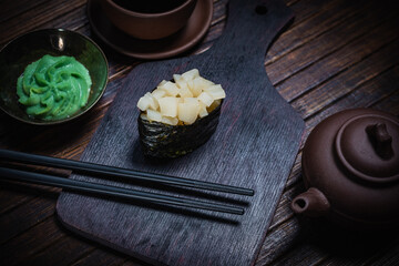 Sushi- delicious menu Fastfood- restaurant concept