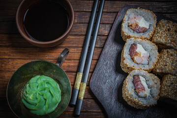 Sushi- delicious menu Fastfood- restaurant concept