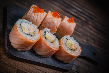 Sushi- delicious menu Fastfood- restaurant concept
