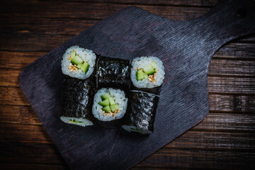 Sushi- delicious menu Fastfood- restaurant concept