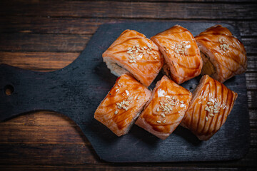 Sushi- delicious menu Fastfood- restaurant concept