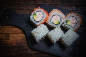Sushi- delicious menu Fastfood- restaurant concept