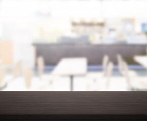 Table Top And Blur Restaurant Of Background