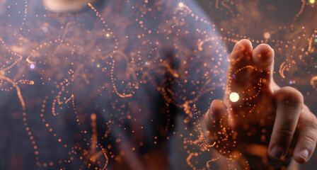 Neural network concept. Connected cells with links.