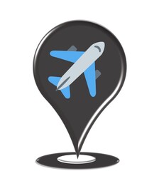 icon airplane pointer on map