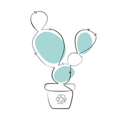 One Line Zeichnung eines Kaktuss  