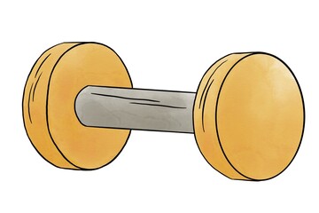 Watercolor illustrations, dumbbells on a white background, contour picture