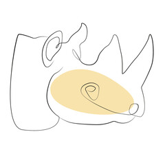 One Line Zeichnung Tiere Rehe, Adler, Nashorn, Vogel