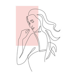 One Line Zeichnung einer Frau von hinten.