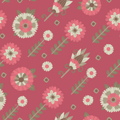 Seamless pattern. Floral ornament.