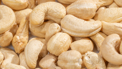 Cashew nuts background. Selective focus