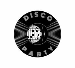 Disco Night Party Banner. Retro Music Poster. Party Template Dj. 80s Disco Ball. Party 70s