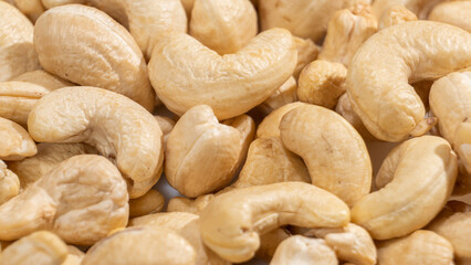 Cashew nuts background. Selective focus