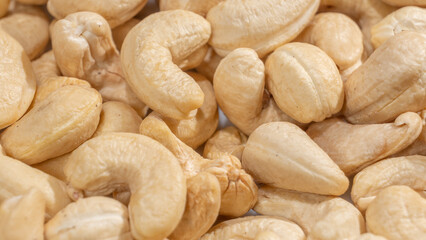 Cashew nuts background. Selective focus