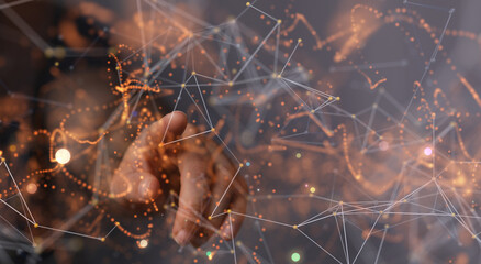 Abstract network of physical devices on the Internet using a network connection with statistics numbers 3d illustration