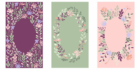set of postcards with spring wildflowers