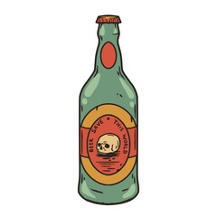 Beer bottle with metal cap for print. Original brew design of bottle with cork for bar