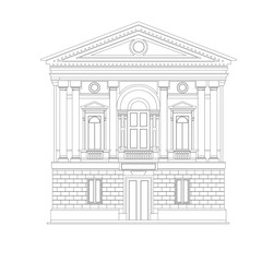 DRAWING OF HISTORICAL BUILDINGS OF VENICE, ANCIENT ITALIAN ARCHITECTURE IN GOTHIC AND NEOCLASSIC STYLE