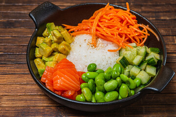 Delicious- asian fastfood professional. Background vegetable