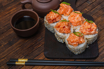 Sushi roll- fast food. Gourmet- asian menu