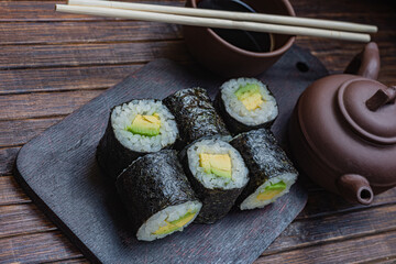 Japanese sushi - fast food. Asian traditional snack