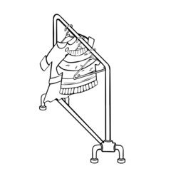 Line hanger, rail with clothes on hangers symbol illustration sketch
