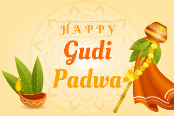 Vector illustration of Gudi Padwa ( Lunar New Year ) celebration of India.
