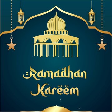 Illustration of Ramadan Kareem with stars, lanterns and mosque with abstract background. for the purposes of posters, billboards, web or greetings on social media sites.