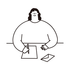Vector illustration of a woman writing a letter.