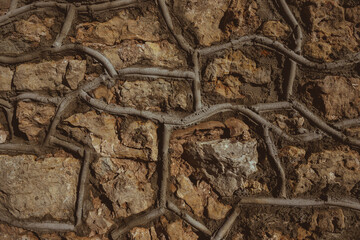 Closeup of previous century stone wall texture. Dolomite wall, rocky texture. natural material concept. Bright stone wall texture background, Slate stone wall