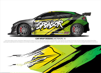 Car wrap decal design vector. abstract Graphic background kit designs for vehicle, race car, rally, livery, sport car