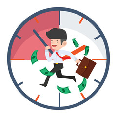 businessman Running against deadline clock