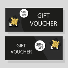 Fototapeta na wymiar Luxury gift vouchers with gift boxes discount, Elegant template for holiday gift card, coupon and certificate, Coupon template vector