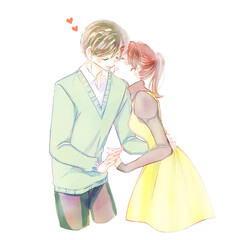 手を繋ぐ幸せそうな男女