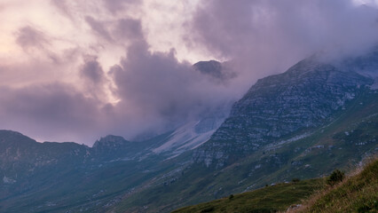 Sunset in the Montasio group in the Julian Alps