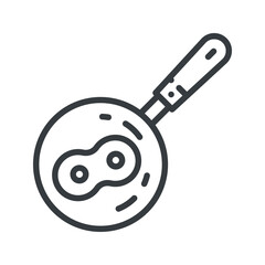 Frying pan vector line icon isolated on white transparent background.