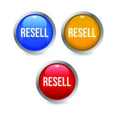 Resell glossy web buttons label icon sign design vector