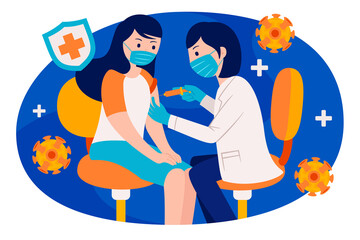 Vaccination in flat design style