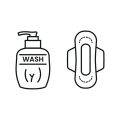 Feminine Care Fitness Body Intimate Hygiene Poses Icon Sign Symbol Design Vector, Sanitary Napkins, Wash