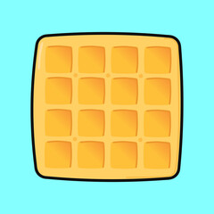 Cute funny waffles. Vector hand drawn cartoon kawaii character illustration icon. Isolated on blue background. Waffles character concept