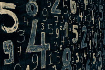 Background of numbers. from zero to nine. Numbers texture. Finance data concept. Mathematic....