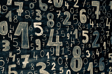 Background of numbers. from zero to nine. Numbers texture. Finance data concept. Mathematic. Seamless pattern with numbers. financial crisis concept. Business success.