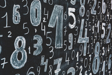 Background of numbers. from zero to nine. Numbers texture. Finance data concept. Mathematic....