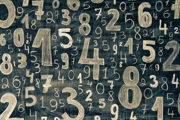 Background of numbers. from zero to nine. Numbers texture. Finance data concept. Mathematic. Seamless pattern with numbers. financial crisis concept. Business success.