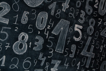 Background of numbers. from zero to nine. Numbers texture. Finance data concept. Mathematic. Seamless pattern with numbers. financial crisis concept. Business success.