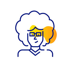 Cute young guy with curly hair. Pixel perfect, editable stroke icon